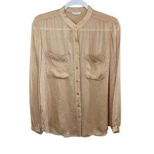 Club Monaco - Peachy/Nude Silk Blouse - S (oversized)